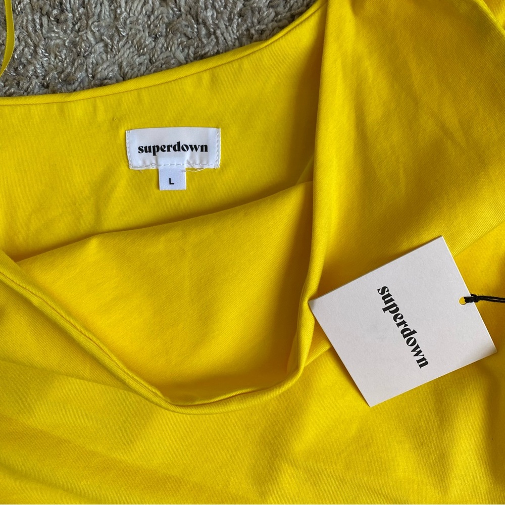 REVOLVE superdown ANNA ruched cotton one shoulder top L - Picture 3 of 7